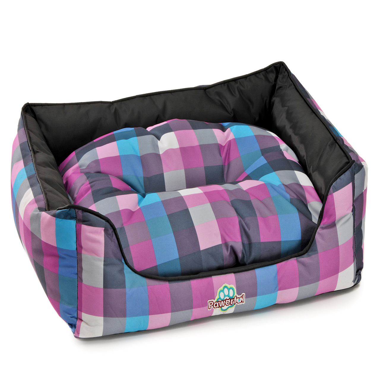 Cama Afrodita Estampado de cuadros grises,rosas y azules Mediana 