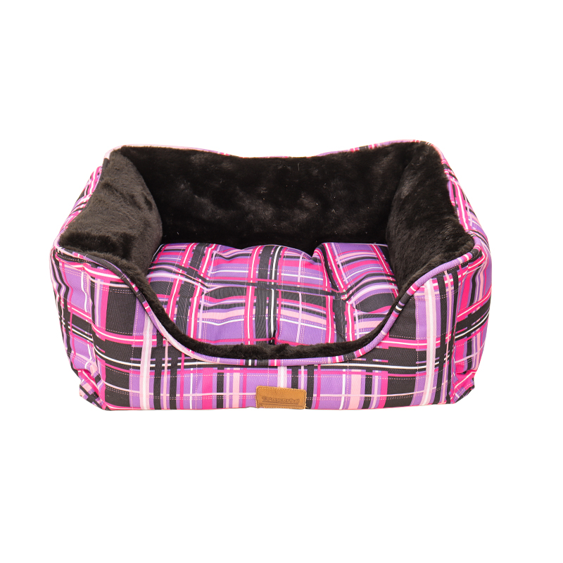 Cama Afrodita cuadriculado morado, rosa y negro Mediana 
