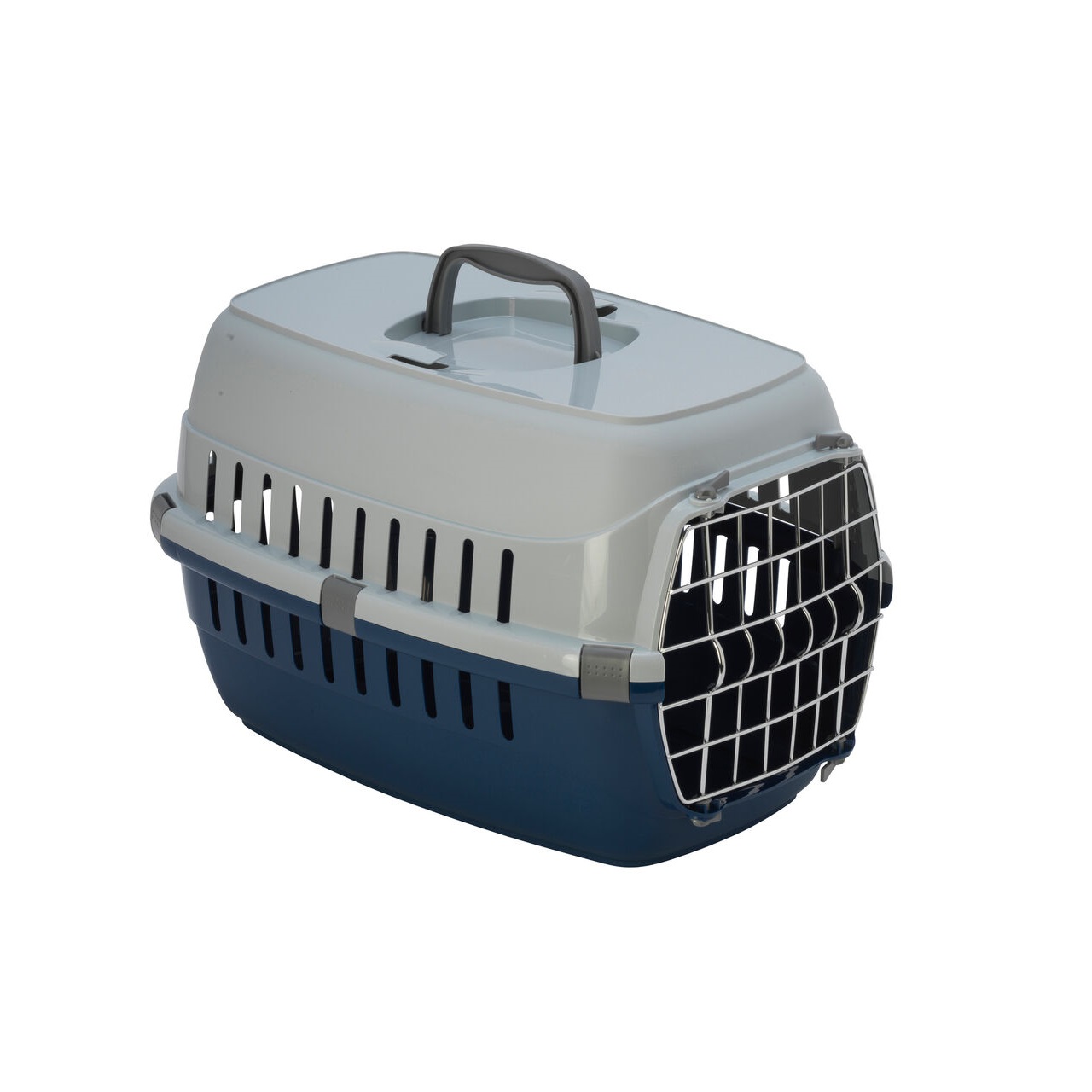 Transportadora para mascota económica puerta de metal azul marino 