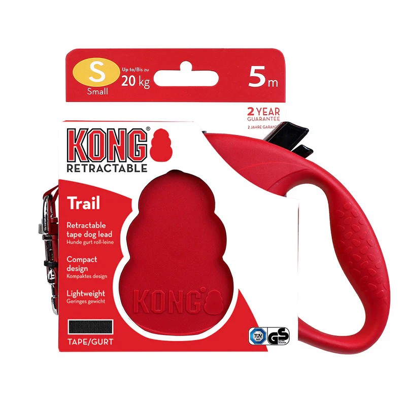 Correa Retráctil Trail Roja Mediana.  