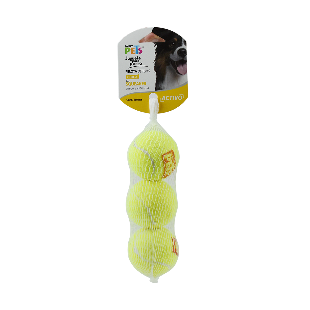 Juguete pelota ch de tenis con squeaker 3 pz  