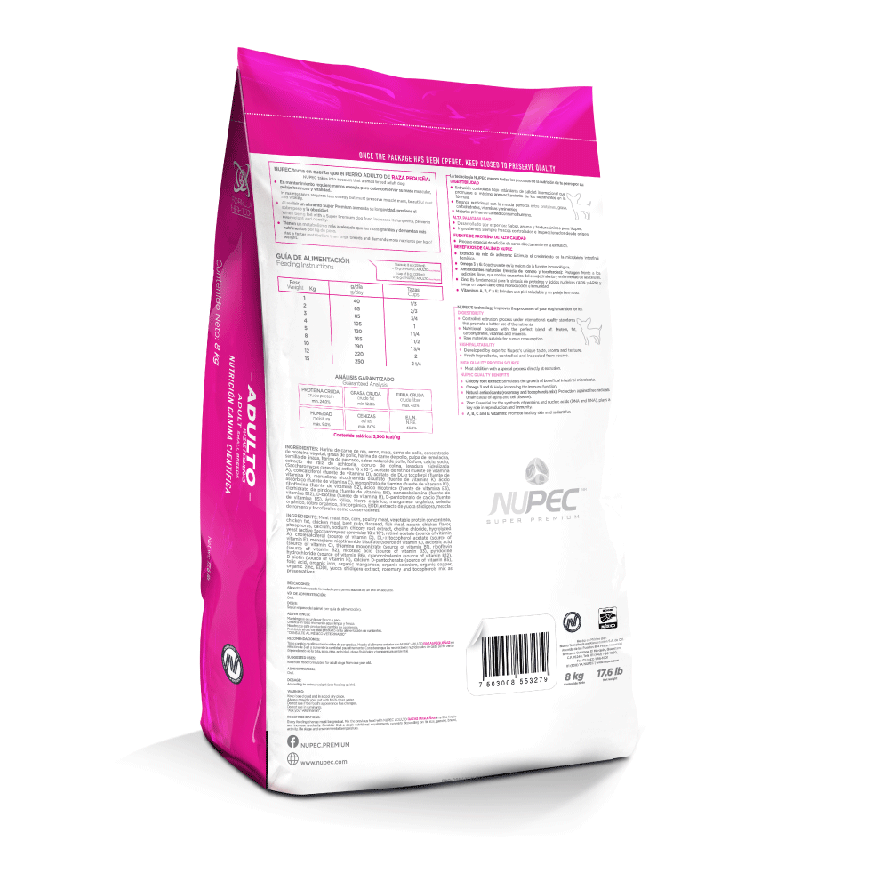 Alimento para perro adulto raza pequeña nupec sp