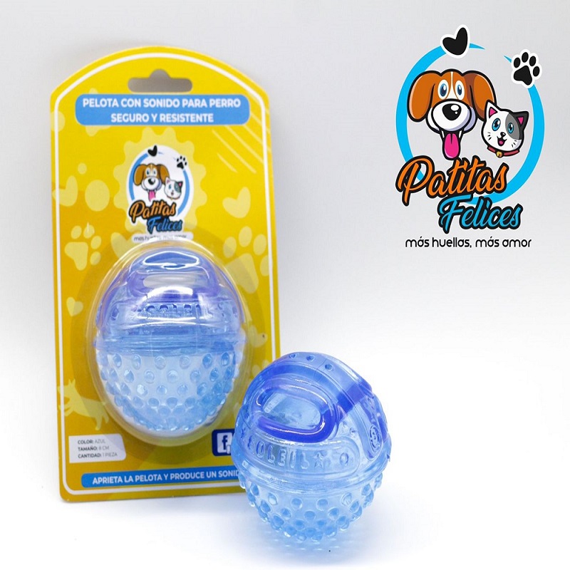 Pelota azul con sonido para perro