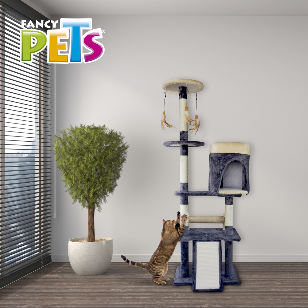 Mueble para gato con rascadores y casa