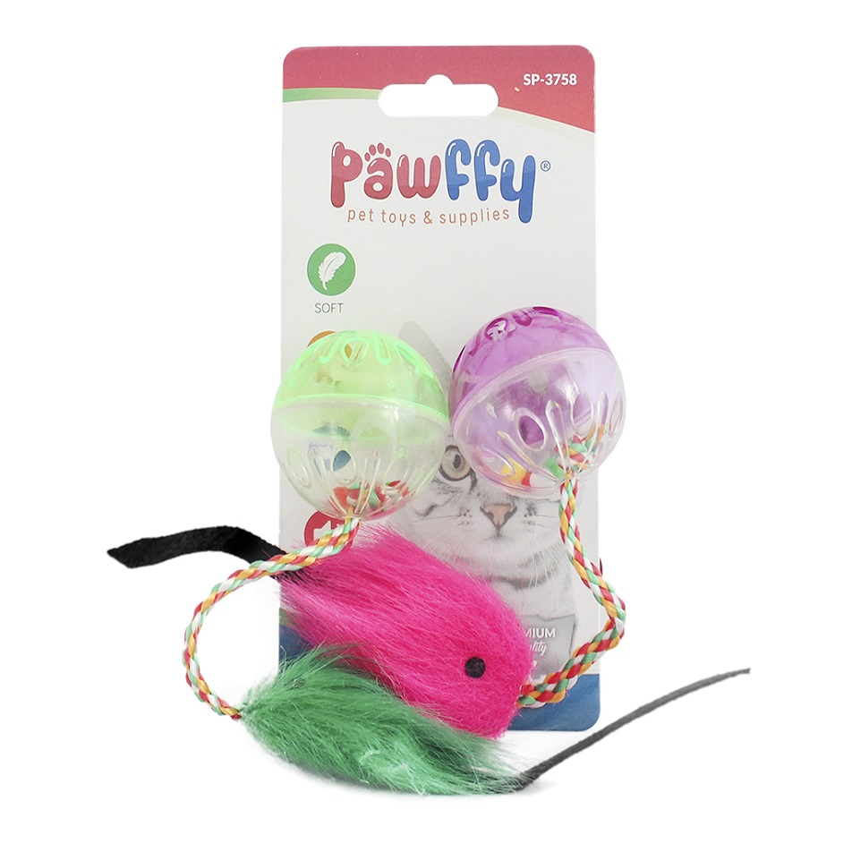 Juguete para gato pawffy ratón con sonaja Color multicolor