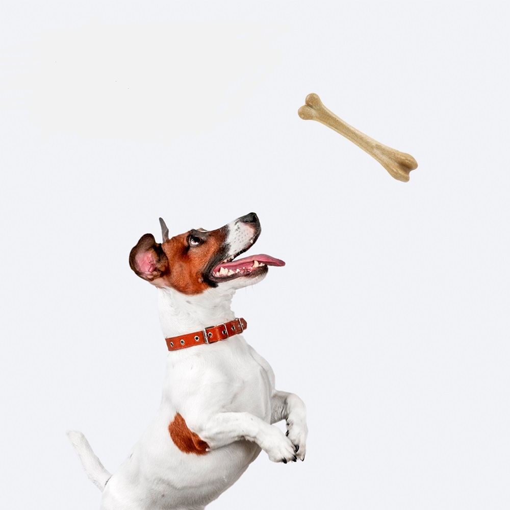 Juguete hueso de bambú sabor pollo nature chico