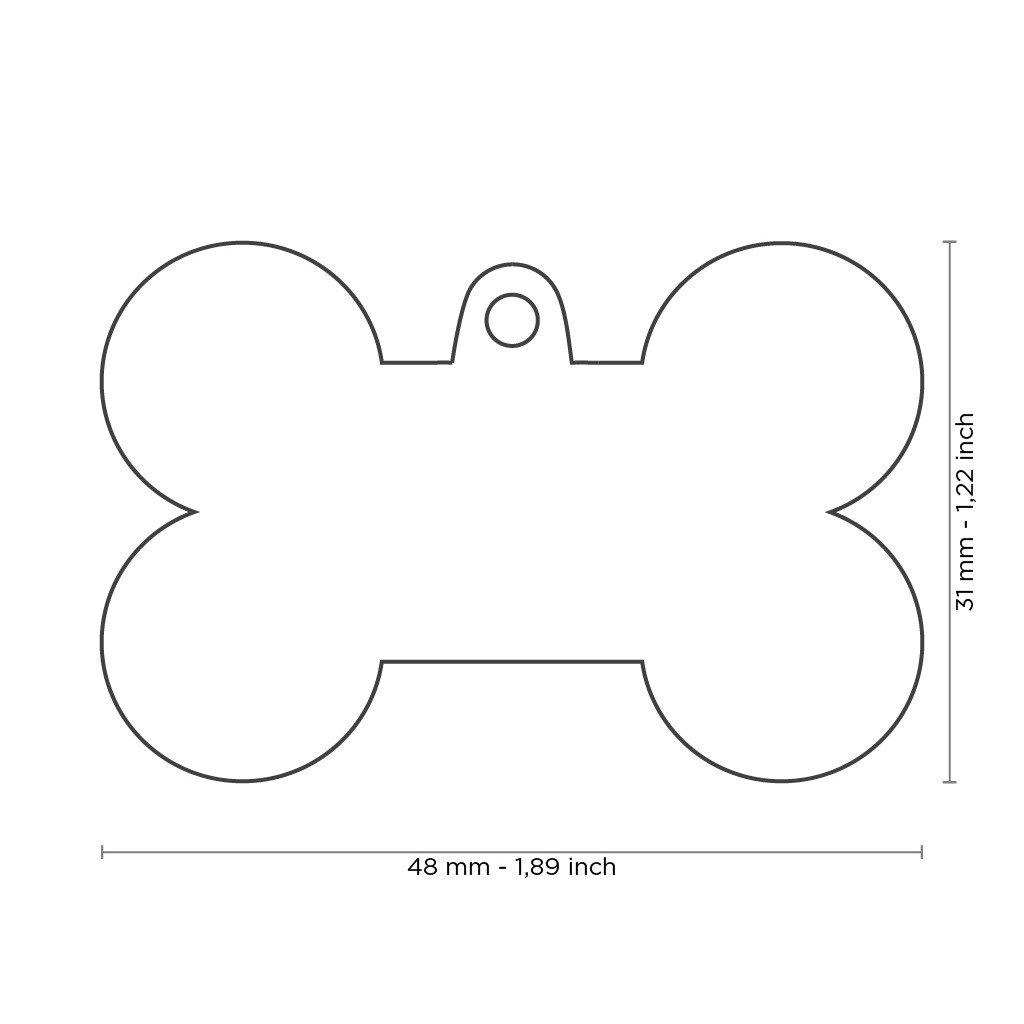 Plaquita básica de aluminio en forma de hueso xl