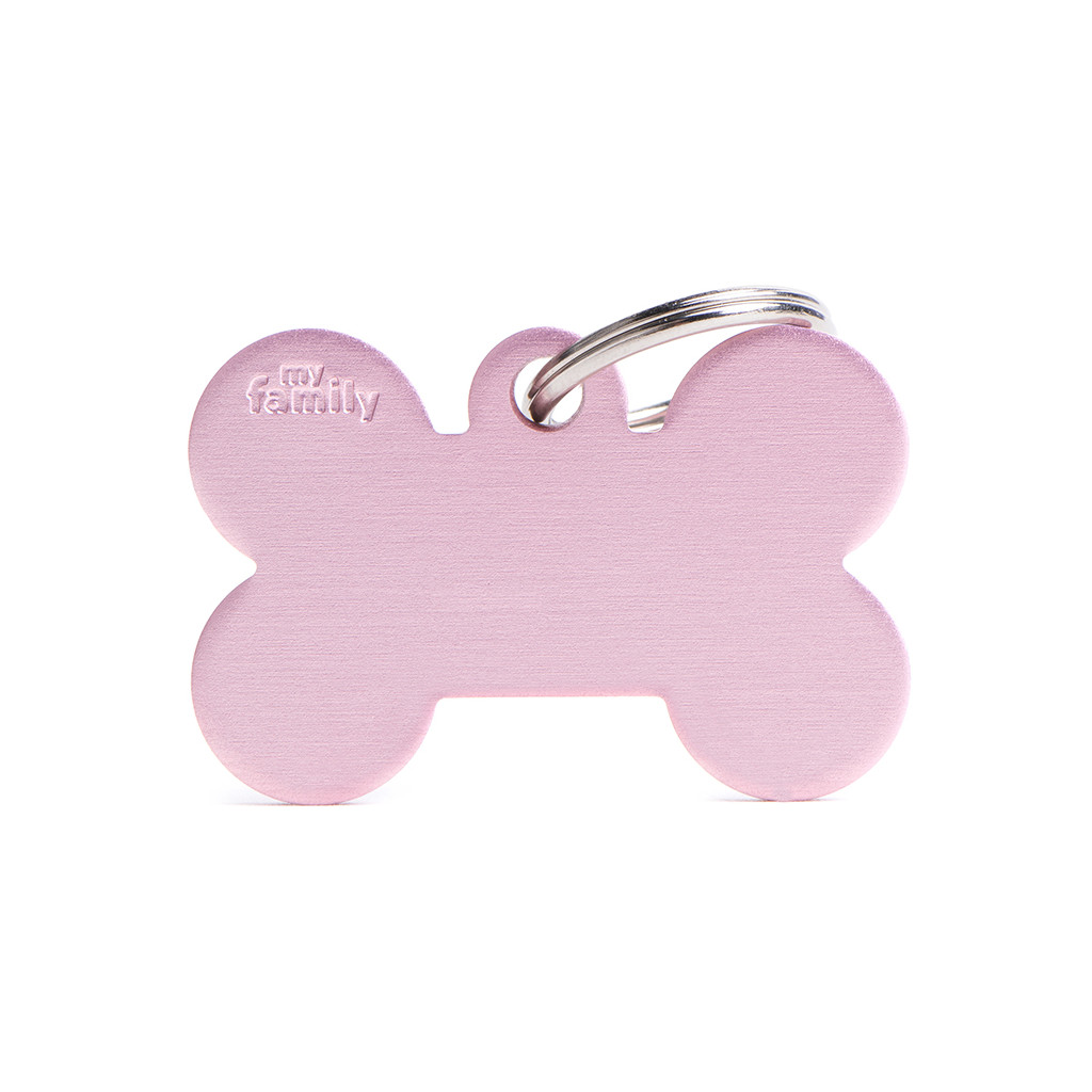 Plaquita básica de aluminio en forma de hueso xl rosa  