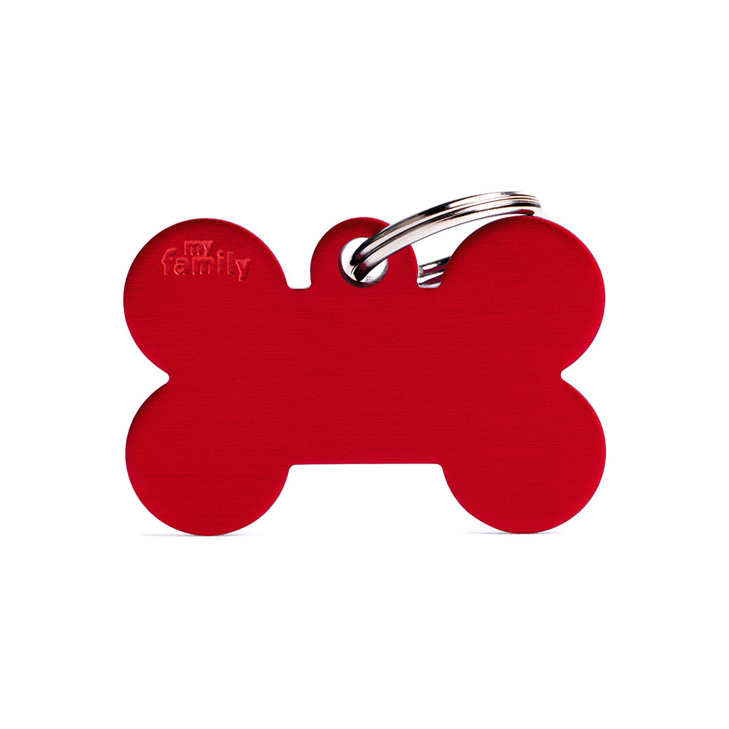 Plaquita básica de aluminio en forma de hueso xl rojo  