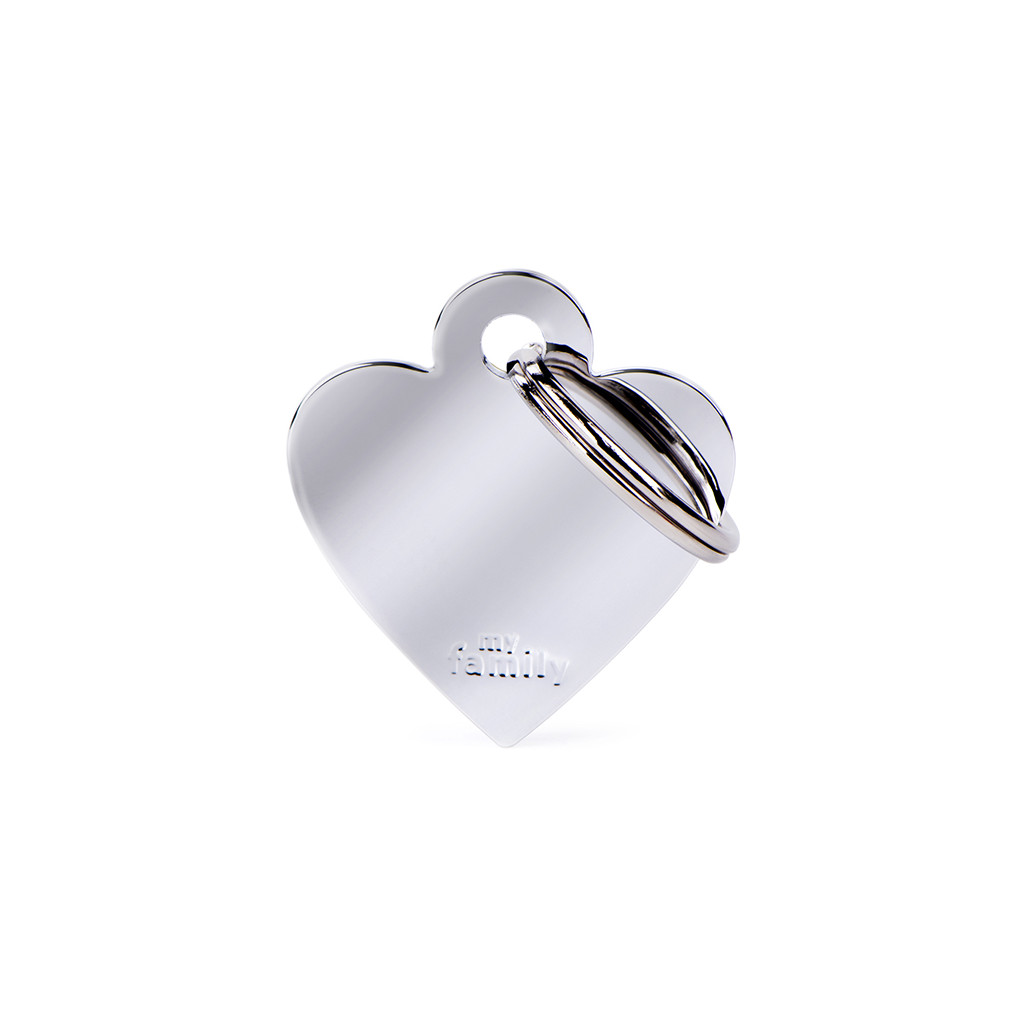 Placa Básica en Forma de Corazon Cromada CH plata  