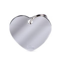 Plaquita básica cromada en forma de corazón grande plateado  