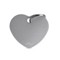 Plaquita básica de aluminio anodizado en forma de corazón grande gris  