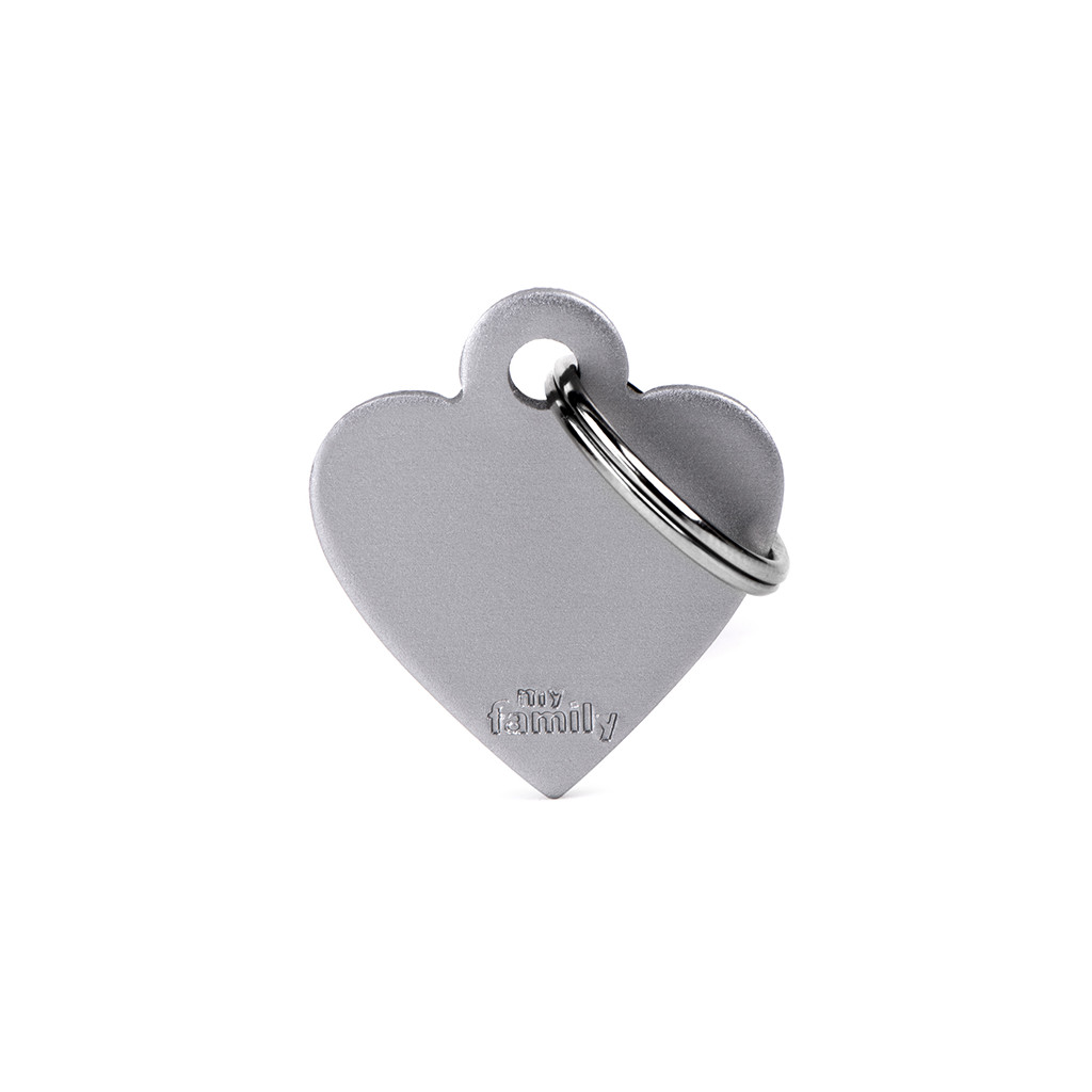 Plaquita básica de aluminio anodizado en forma de corazón chico gris  
