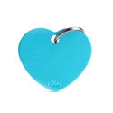 Plaquita básica de aluminio anodizado en forma de corazón grande azul claro  