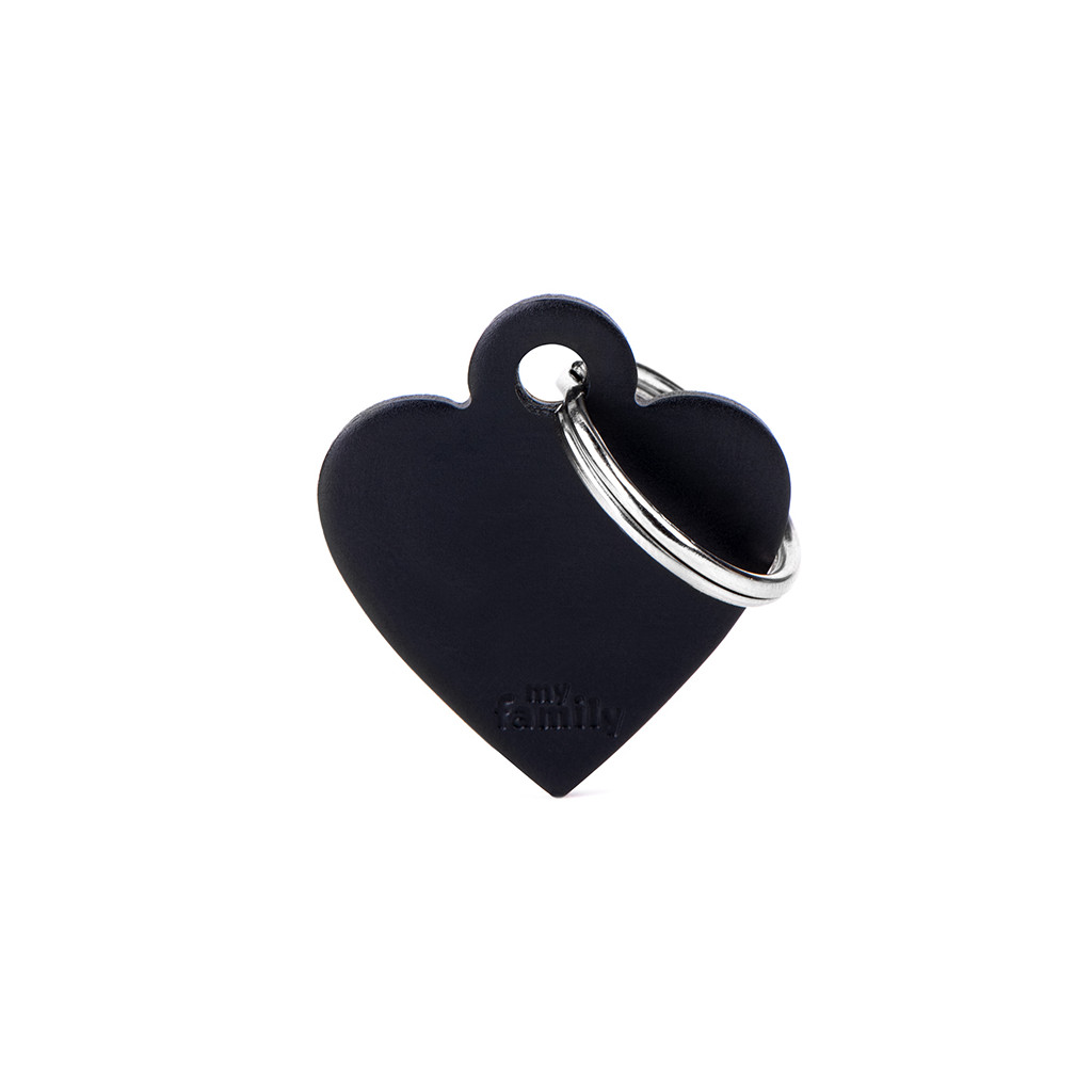 Plaquita básica de aluminio en forma de corazón chico negro  