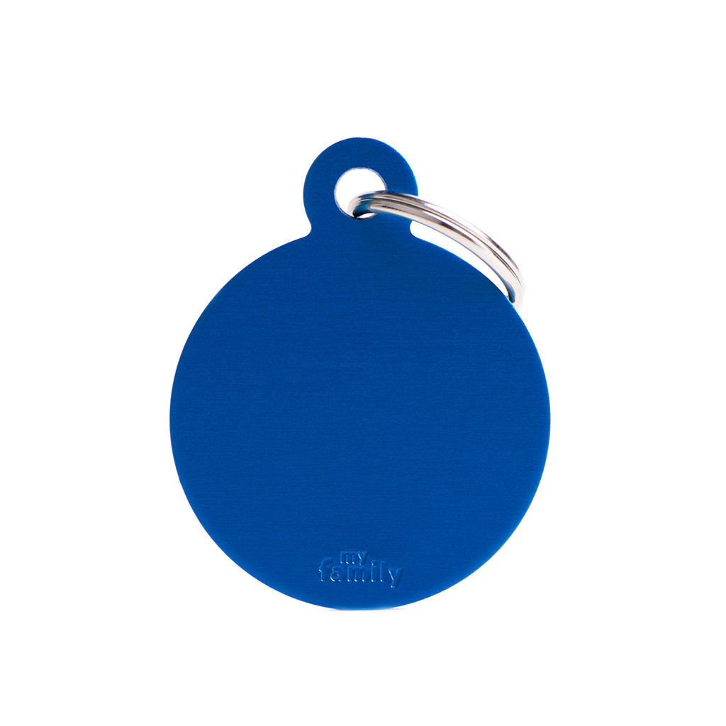 Plaquita básica de aluminio anodizado círculo chico azul  