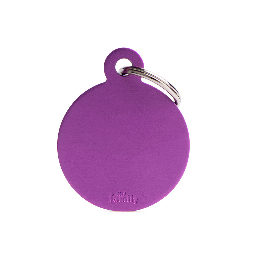 Plaquita básica de aluminio anodizado círculo chico morado  