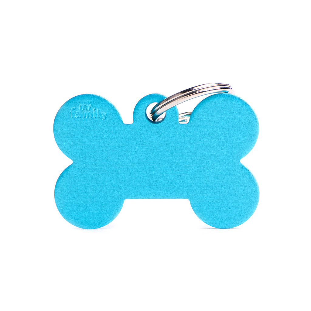 Plaquita básica de aluminio en forma de hueso xl azul claro  