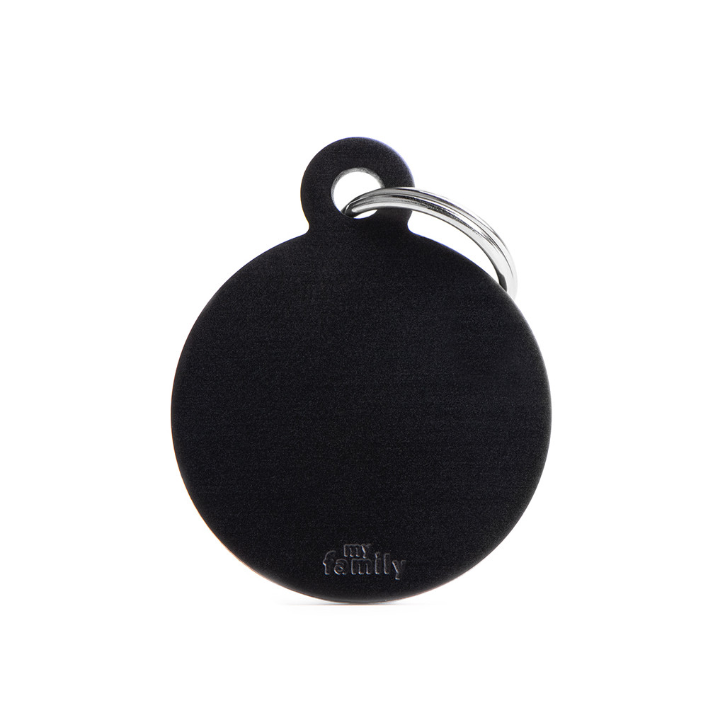 Plaquita básica de aluminio anodizado círculo chico negro  