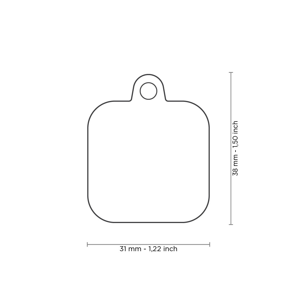 Plaquita hushtag de aluminio con goma cuadrada