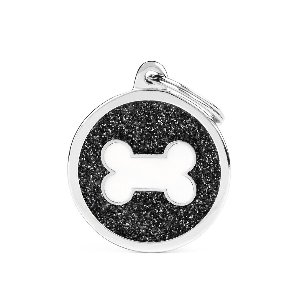Plaquita shine círculo grande con hueso