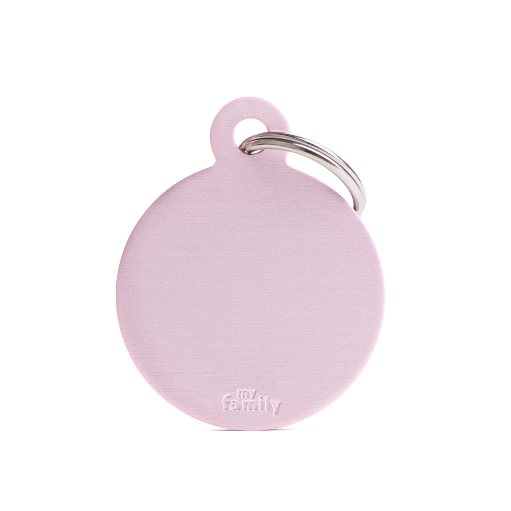 Plaquita básica de aluminio anodizado círculo chico rosa  