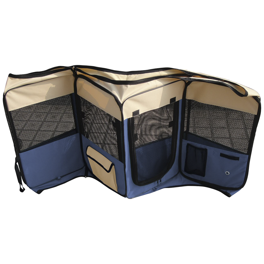 Corral portátil de tela navy blue chico