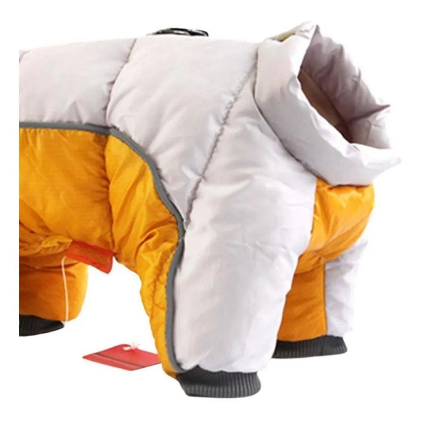 Ropa de invierno para perro Amarillo con gris talla mediano 