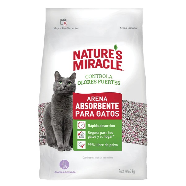Arena miracle absorbente para gato lavanda 2 kg