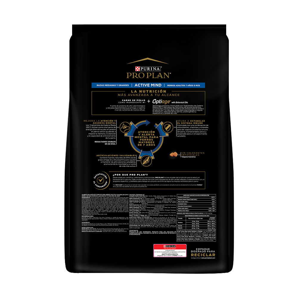 Pro plan active mind razas medianas y grandes optiage
