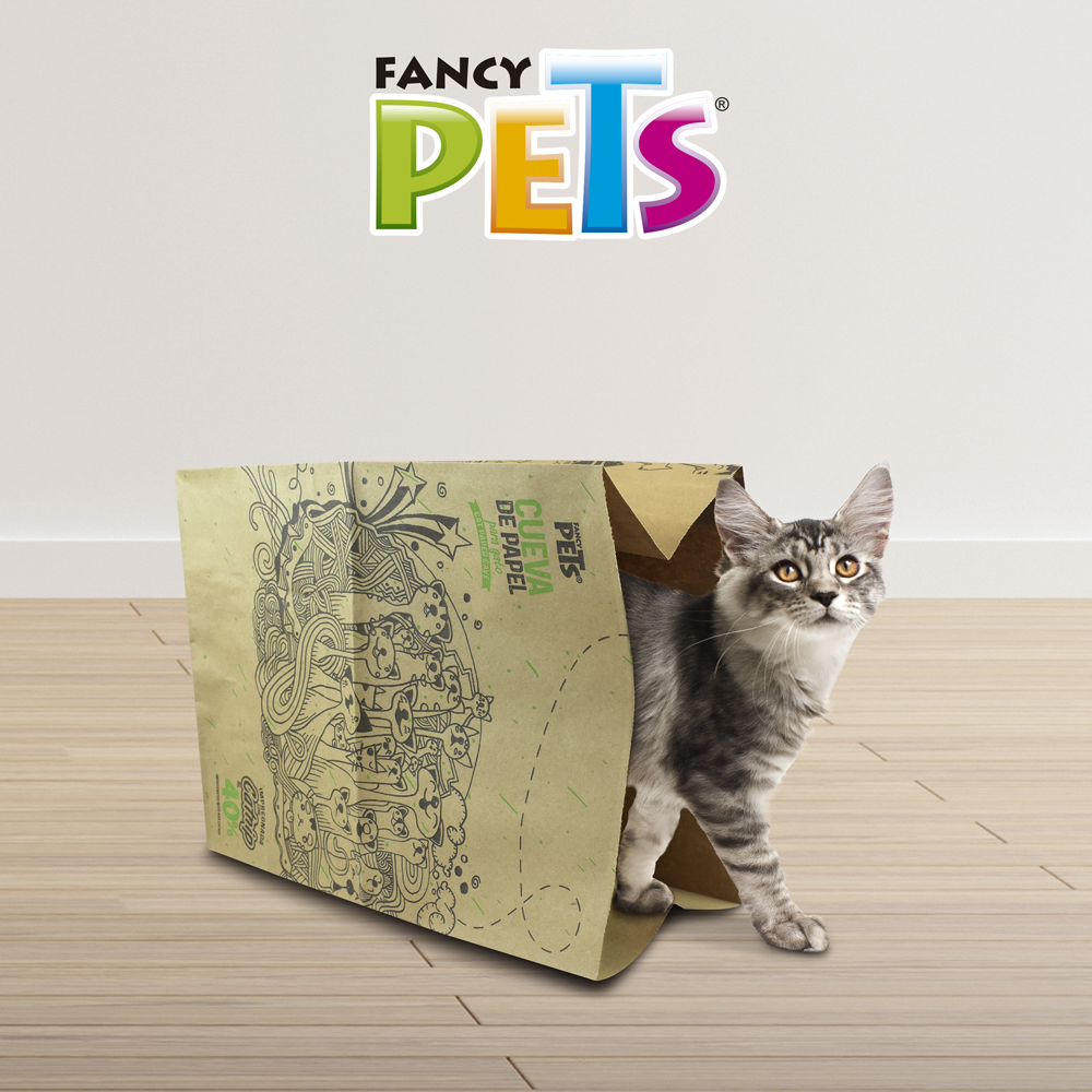 Cueva de papel con catnip para gato