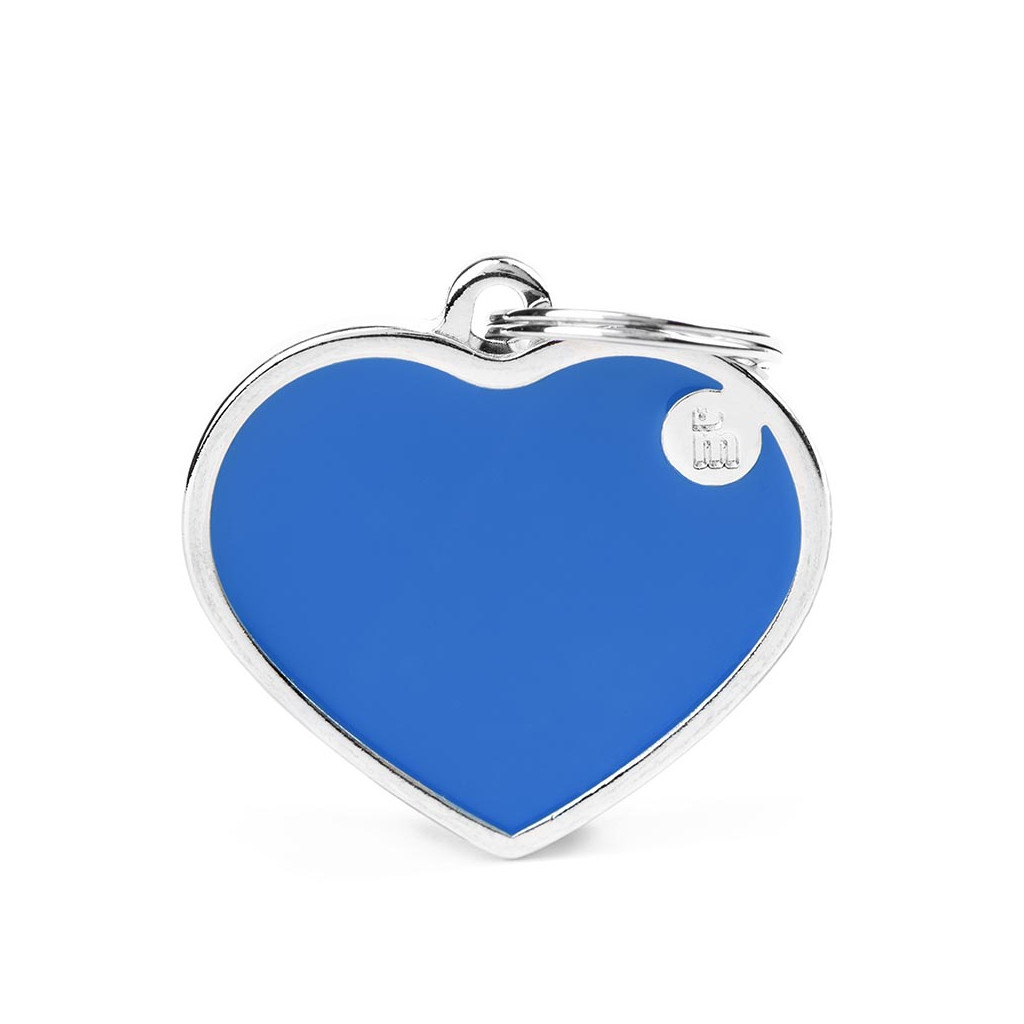 Plaquita básica hecha a mano corazón grande azul  