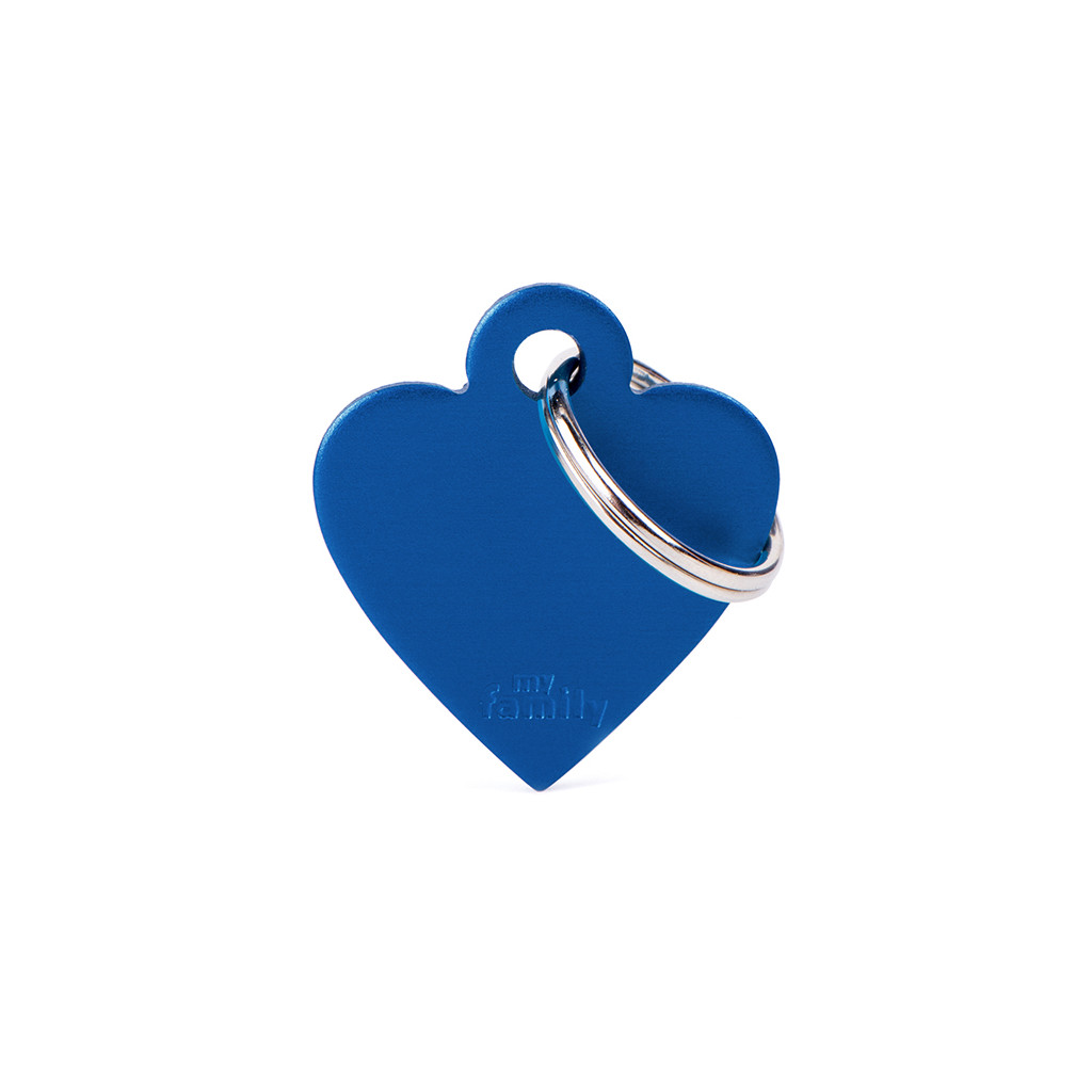 Plaquita básica de aluminio en forma de corazón chico azul  