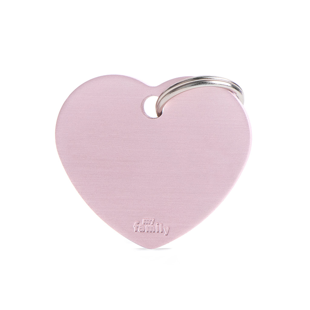 Plaquita básica de aluminio en forma de corazón grande rosa  
