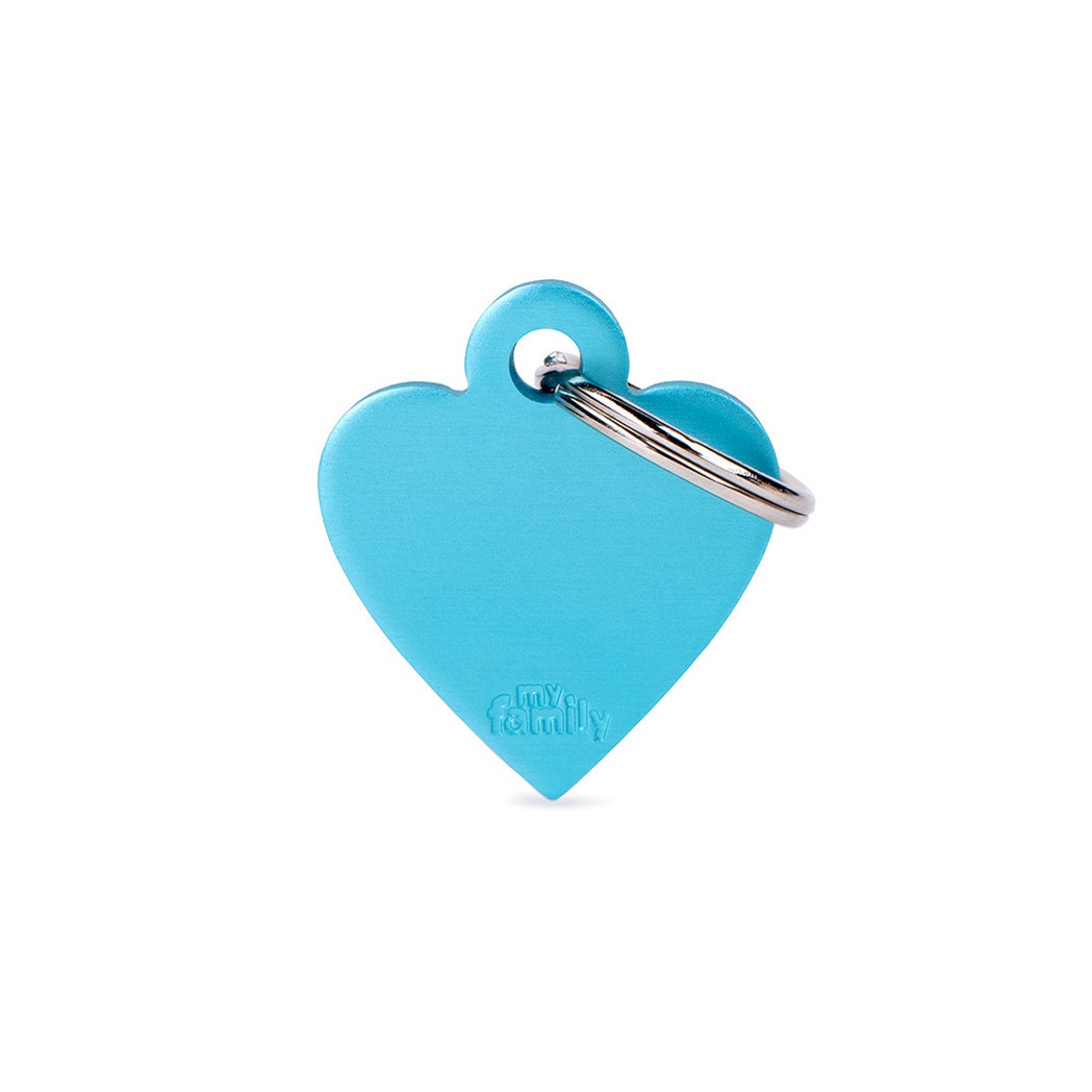 Plaquita básica de aluminio en forma de corazón chico azul claro  