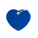 Plaquita básica de aluminio en forma de corazón grande azul