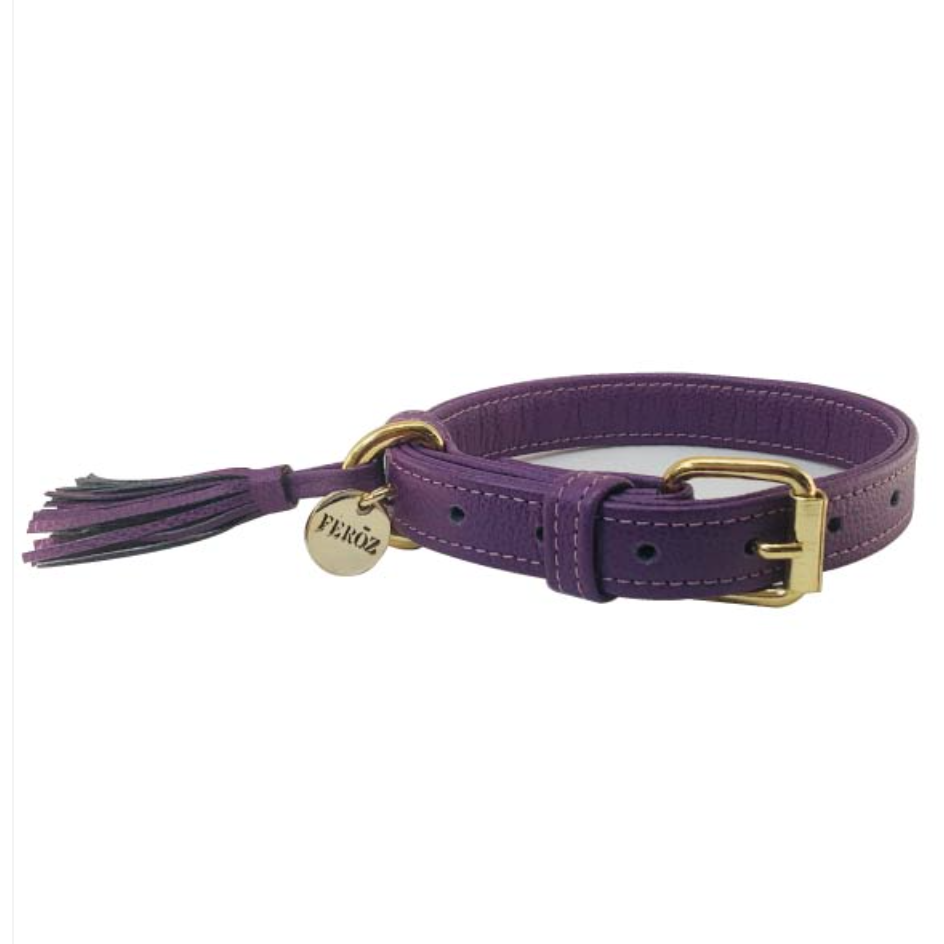 Collar cuero feroz berenjena grande