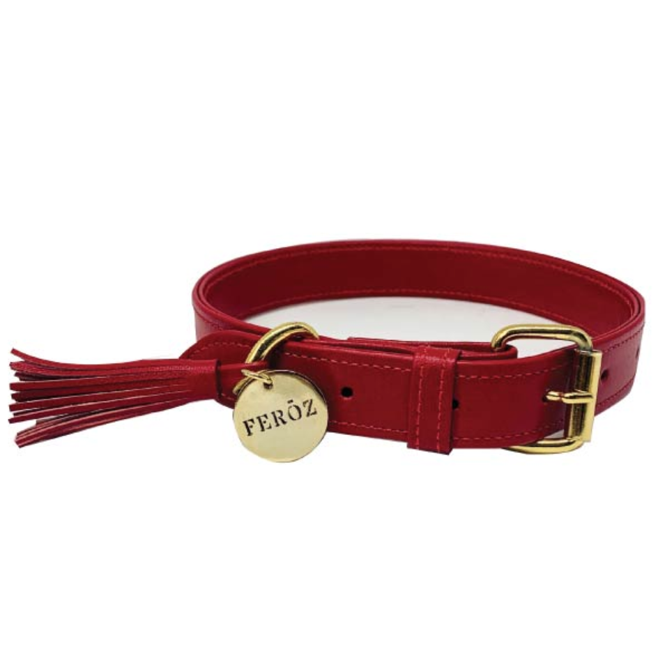Collar cuero feroz rojo extra grande 