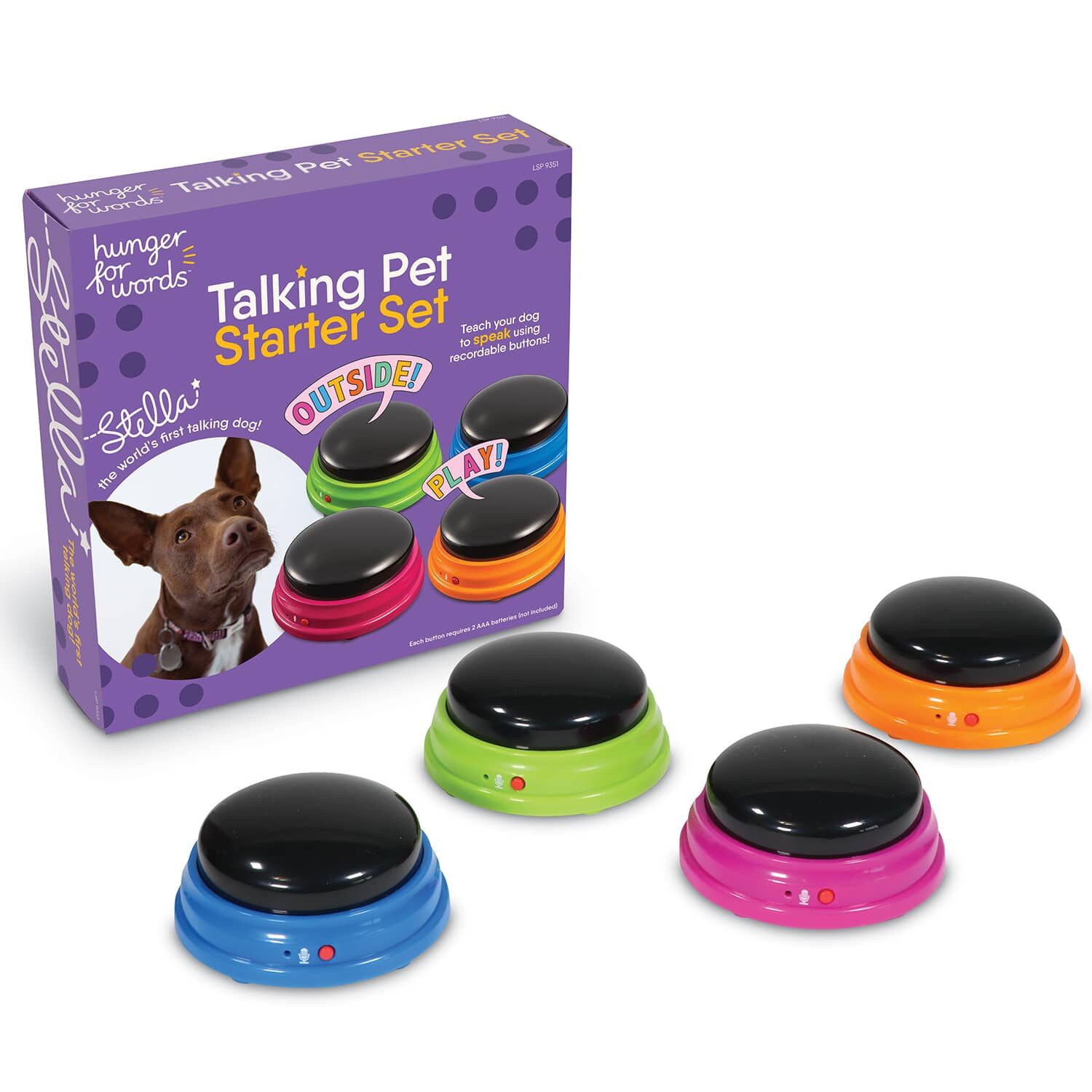 Juego de botones de mascotas parlantes multicolor 