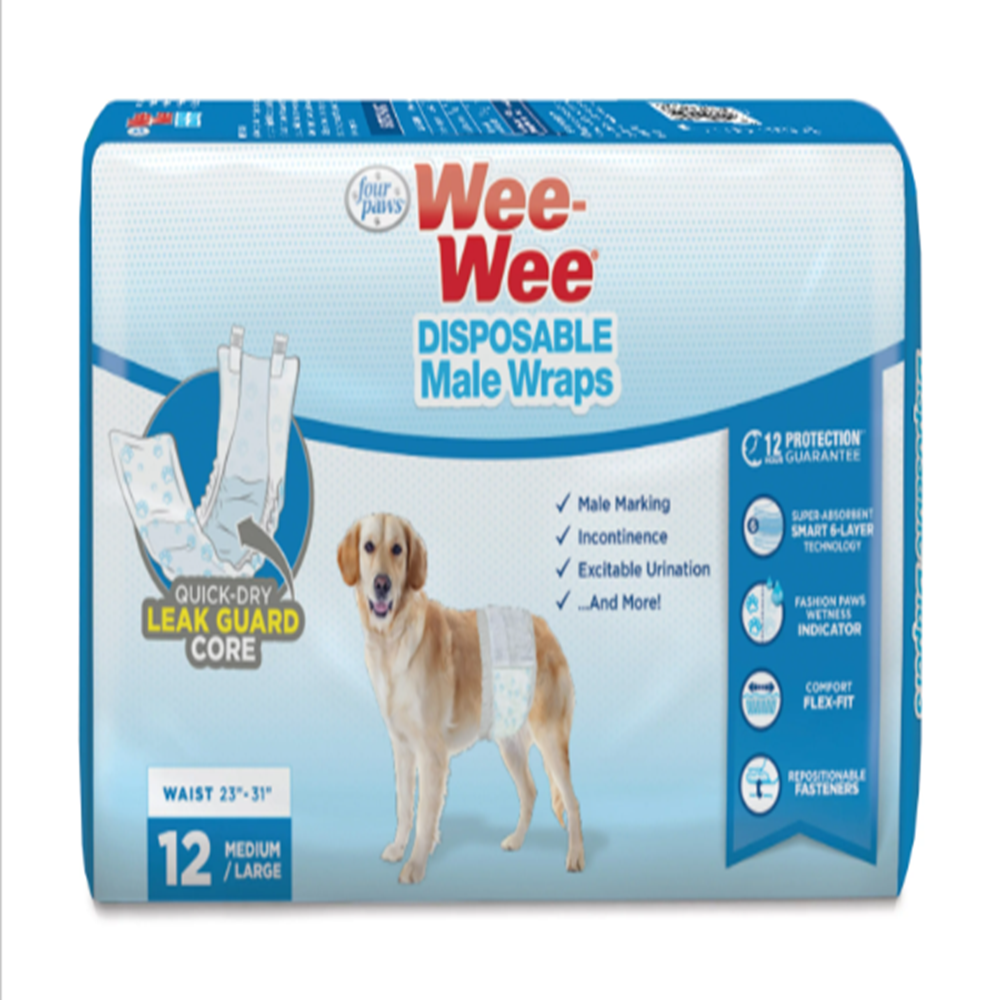 Pañales para macho con indicador de humedad para perro wee wee 12 Pza