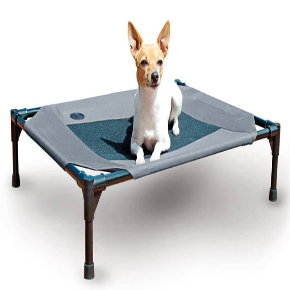 Cama elevada con malla gris mediana para perro  64cm x 81cm x 18cm 