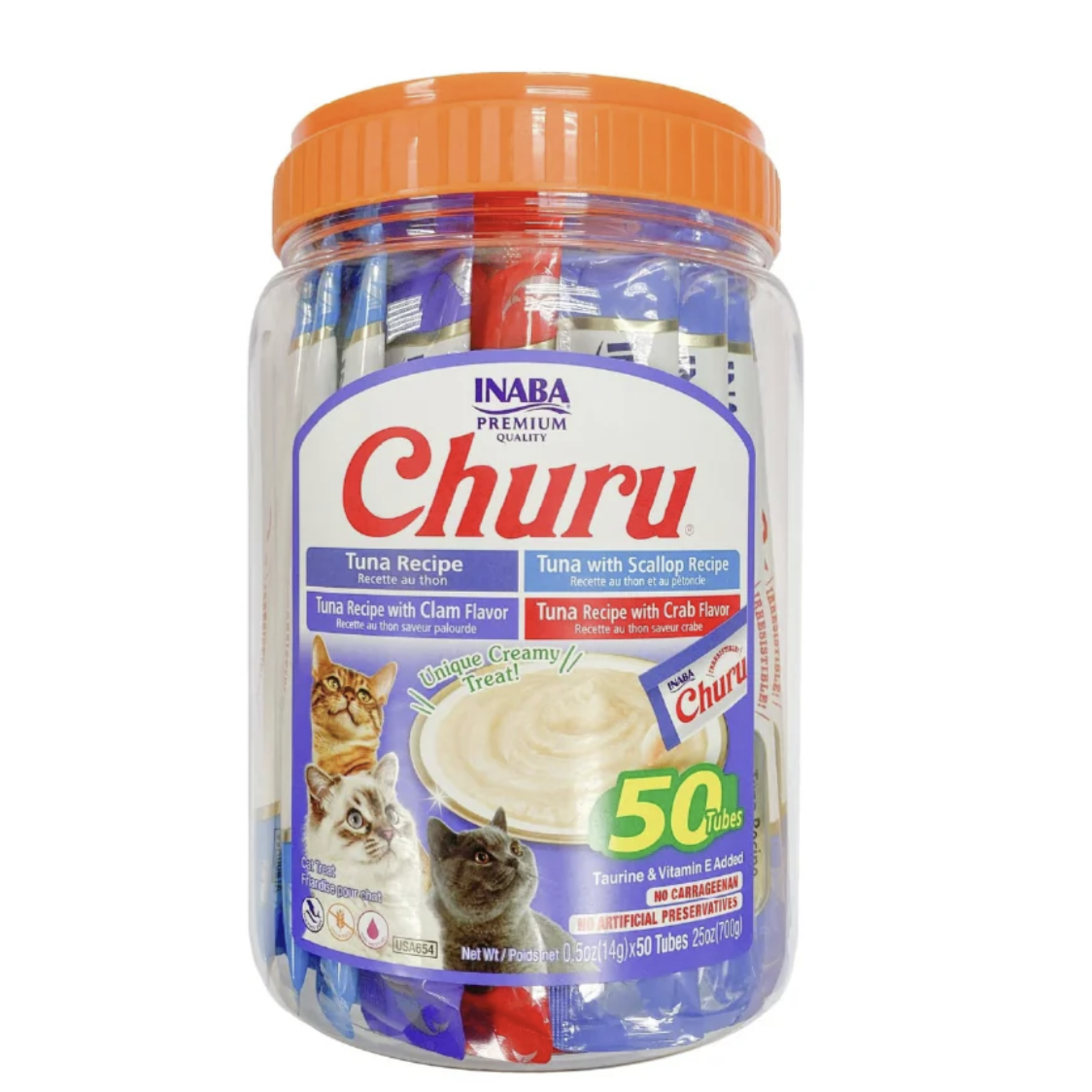 Inaba Churu Bote de 50 piezas Mix de Vieira, Almeja y Cangrejo