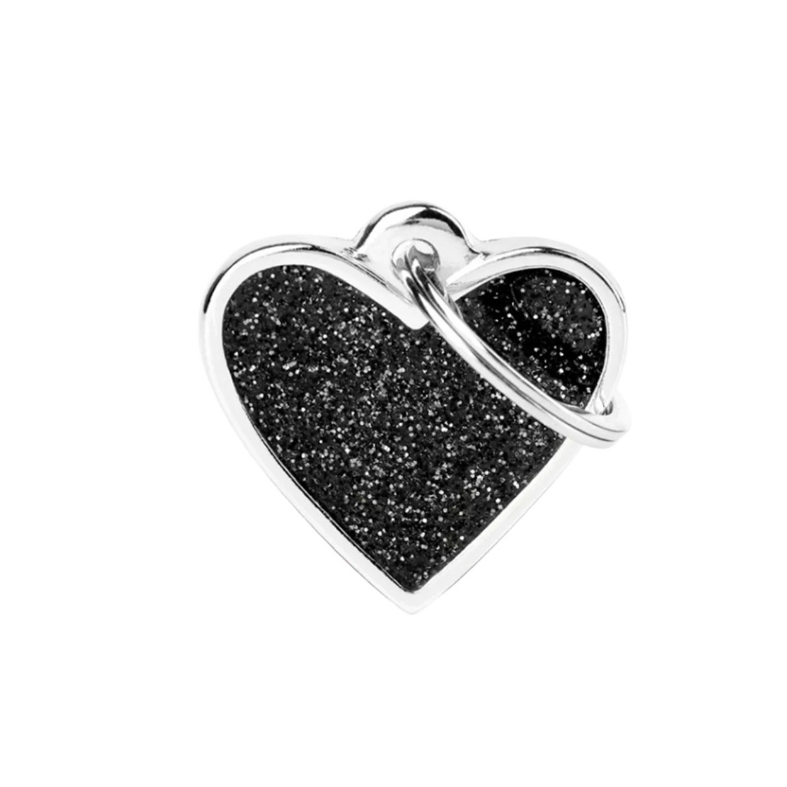 Placa Shine Corazón Pequeño Purpurina Negra   