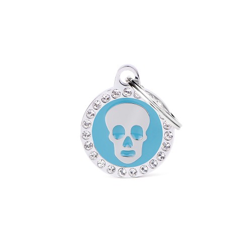 Placa Glam Calavera Celeste con Swarovski