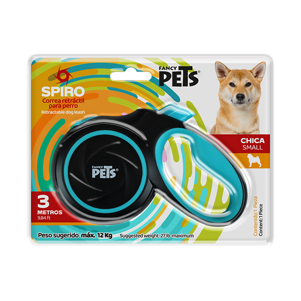 Correa Retractil Spiro Negra GD 