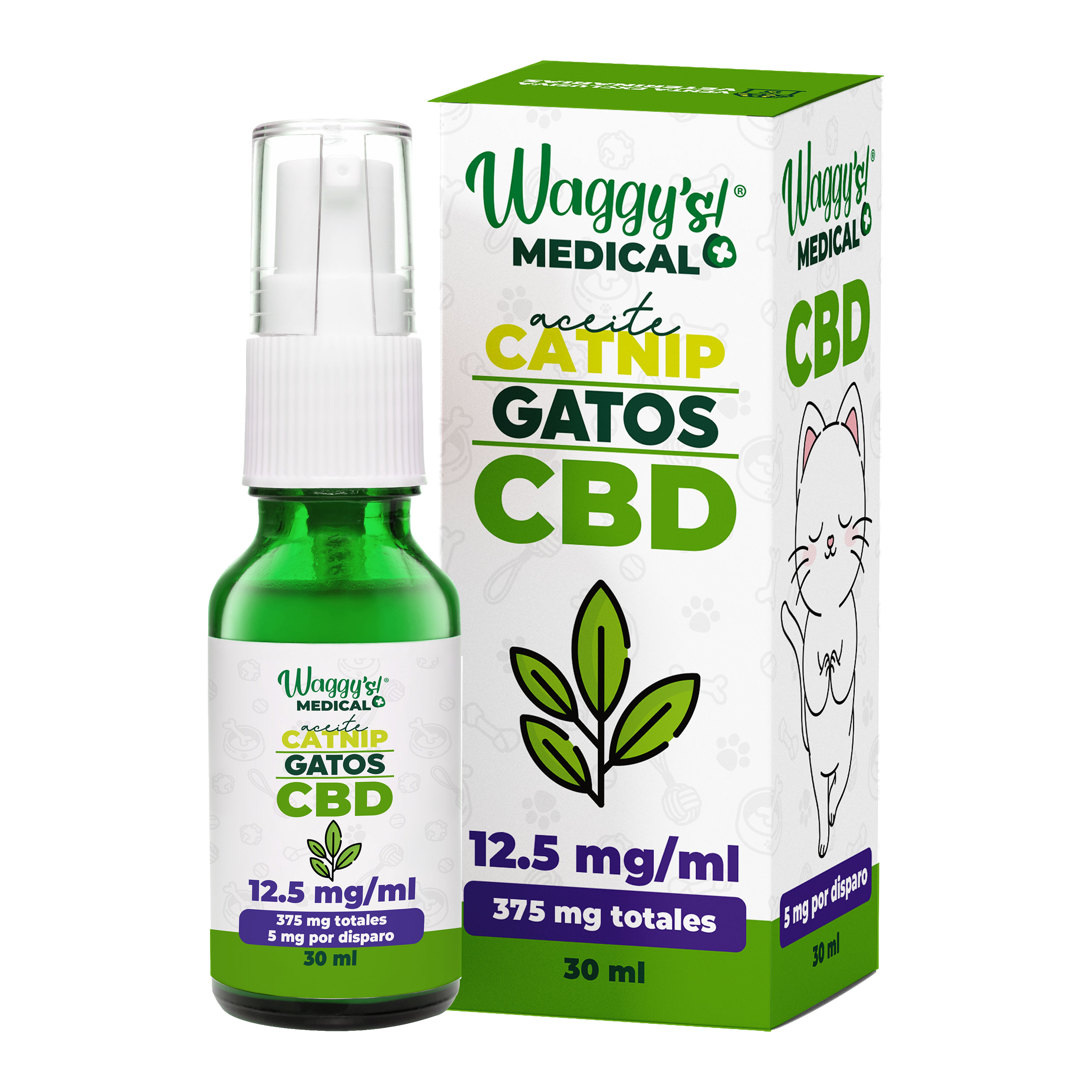Waggy´s Spray Gato CBD+Catnip 375 mg de CBD 30 ml