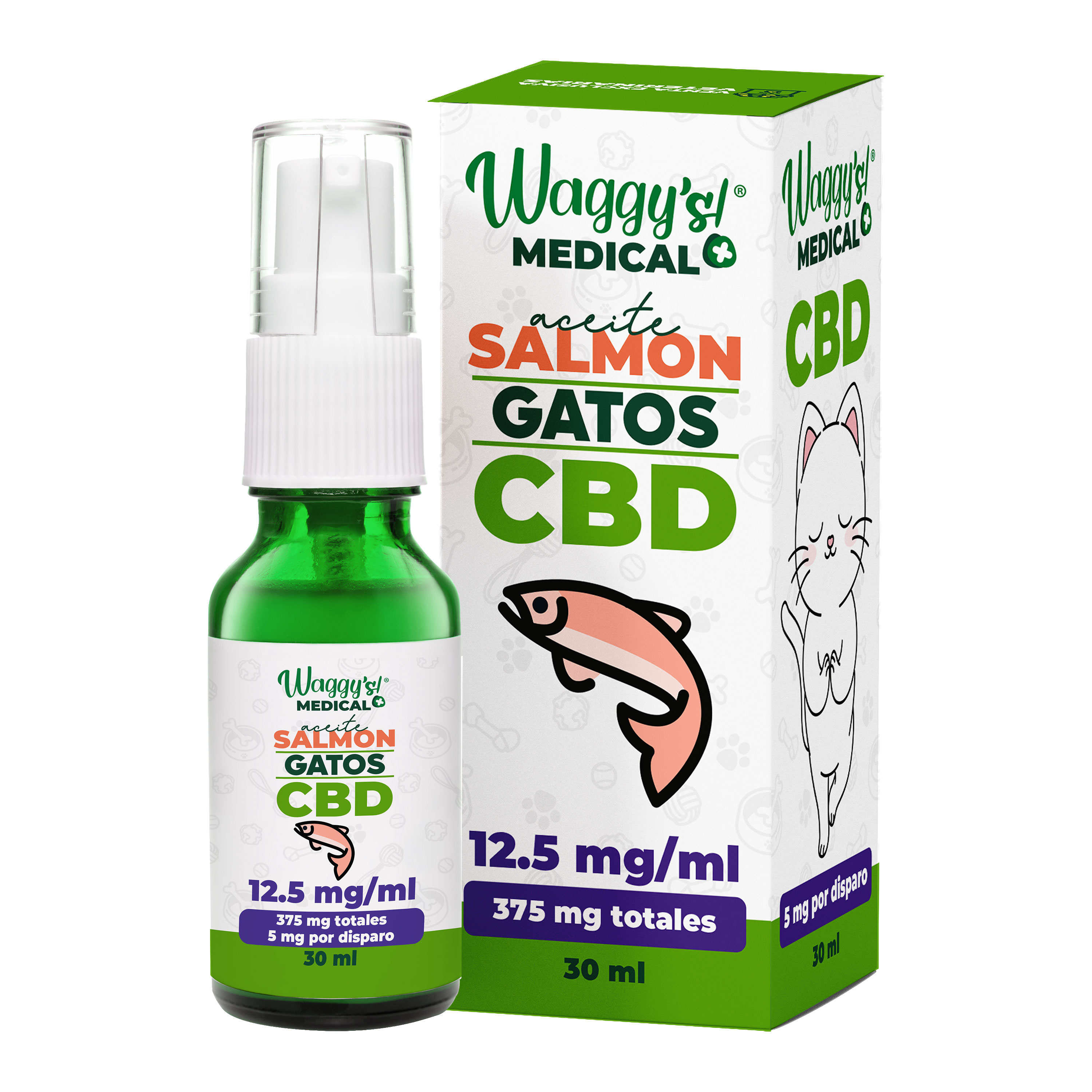 Waggy´s Spray Gato CBD+Salmon 375 mg de CBD