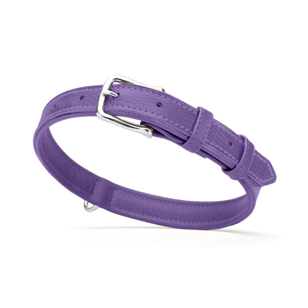 Collar plano de Cuero Dogline Morado M 