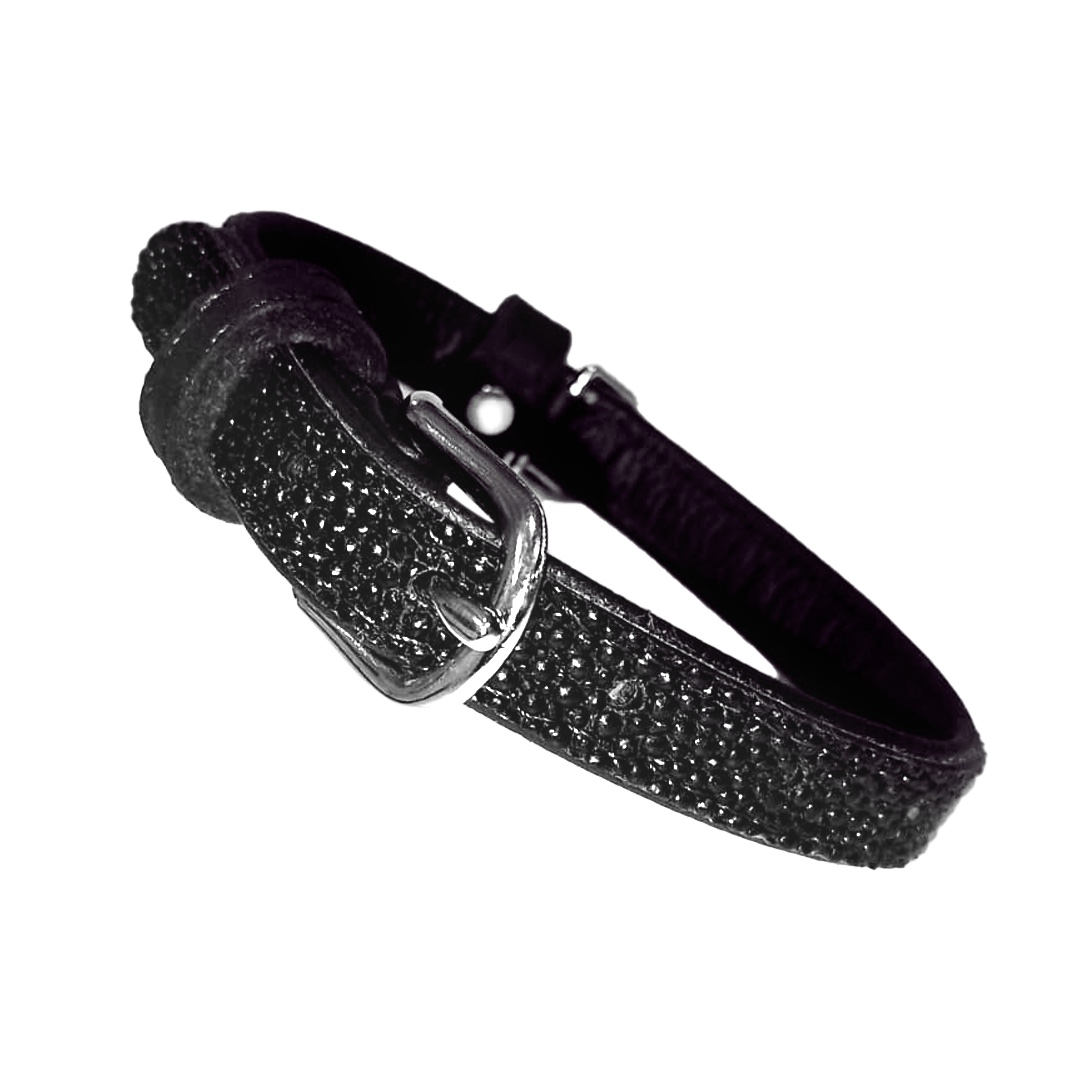 Collar de piel exotica Dogline Negro S 