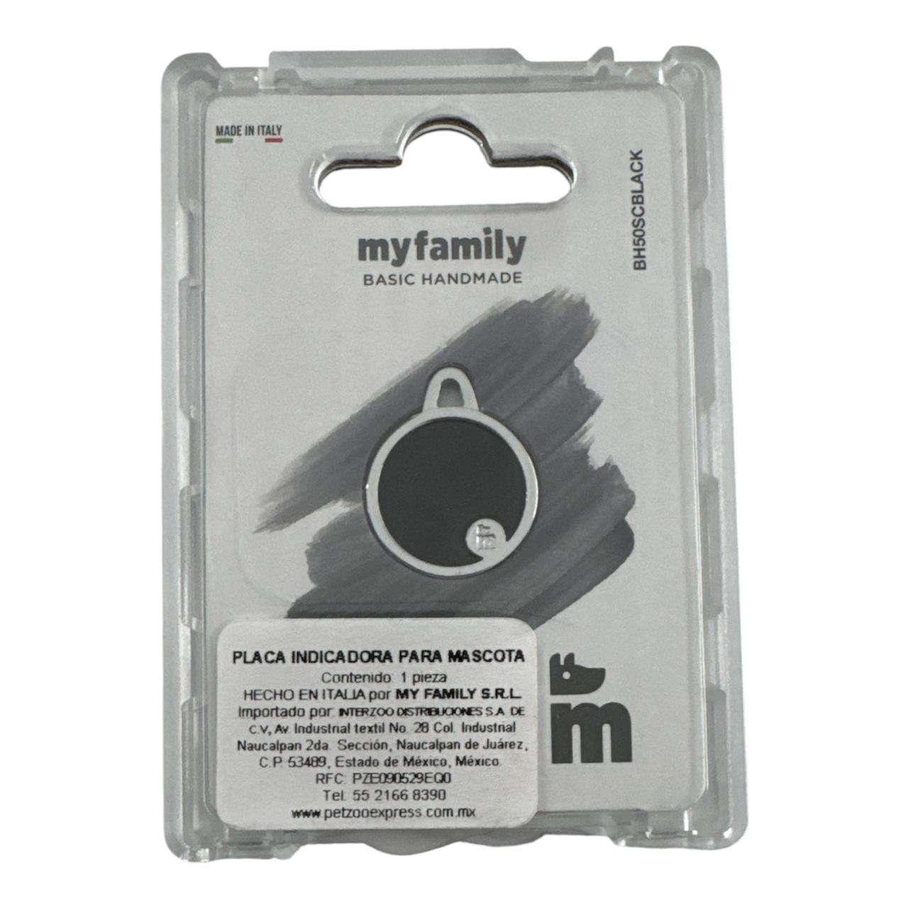 Plaquita básica de aluminio círculo chico Negro
